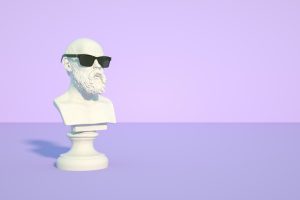 3d rendering of Bust Sculpture with Sunglasses